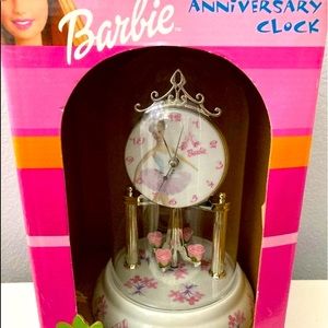 BARBIE Anniversary Clock Genuine Porcelain 9" Collectible Vintage 2001